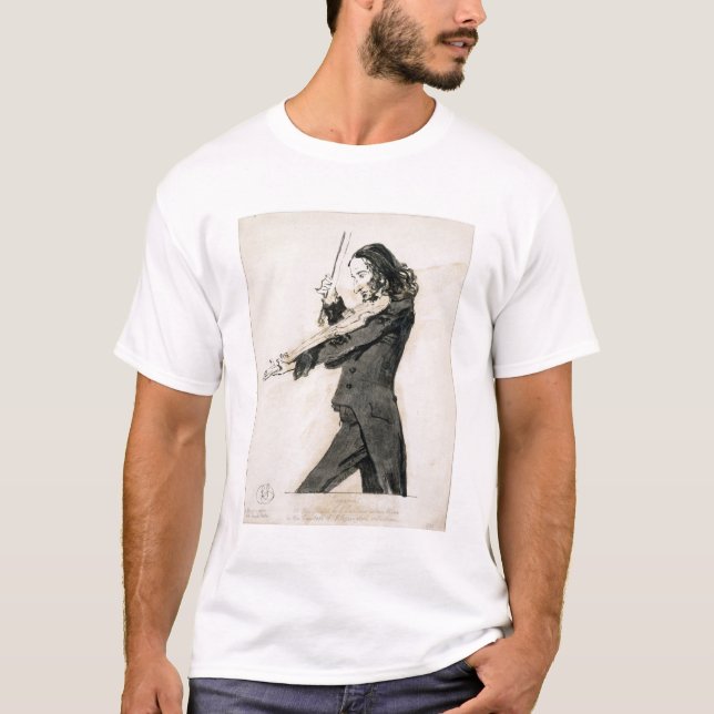 Niccolo Paganini (1782-1840) Playing the Violin, 1 T-Shirt (Front)