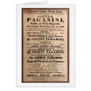 Niccolò Paganini concert poster Drury Lane London Cards