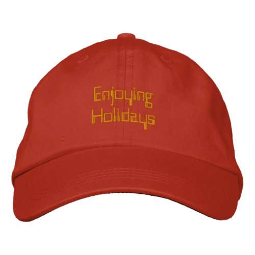 Nice and Cool Tangerine Color Happy Holidays Text  Embroidered Baseball Cap