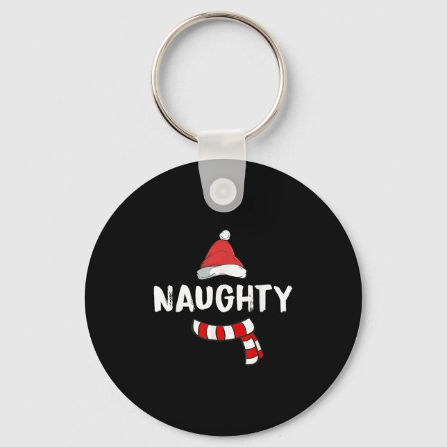 Nice And Naughty Shirt Matching Christmas Pajamas  Keychain (Front)