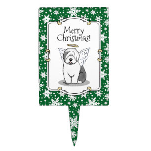Nice Angel Old English Sheepdog (Gray 1) - Cute Cake Topper