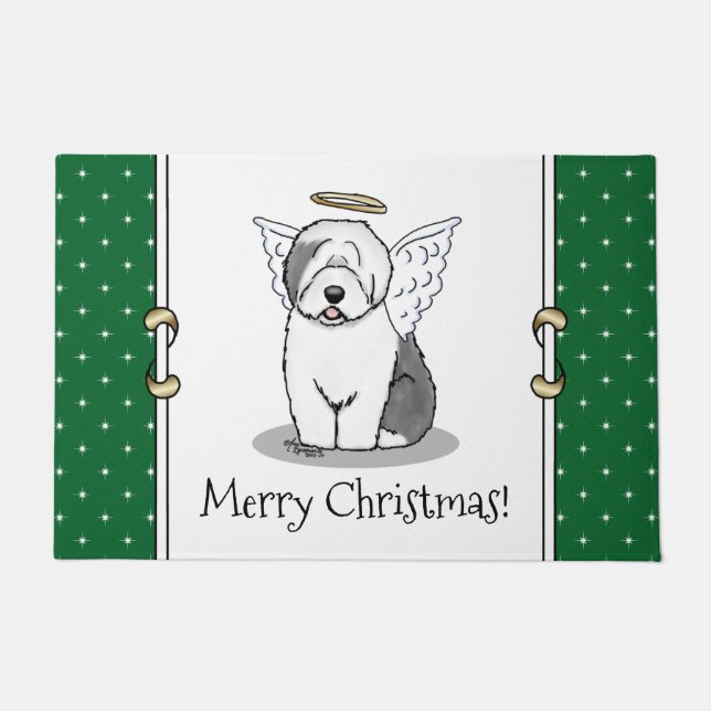 Nice Angel Old English Sheepdog (Gray 1) - Cute Doormat (Front)
