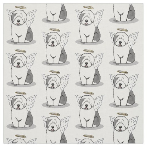 Nice Angel Old English Sheepdog (Gray 1) - Cute Fabric