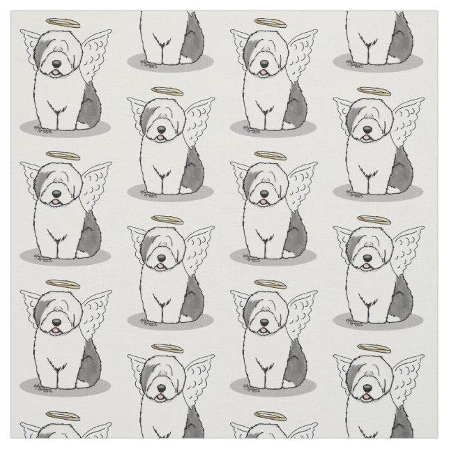 Nice Angel Old English Sheepdog (Gray 1) - Cute Fabric (Swatch)