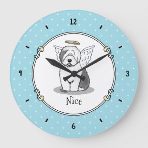 Nice Angel Old English Sheepdog (Gray 1) - Cute Large Clock