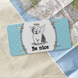 Nice Angel Old English Sheepdog (Gray 1) - Cute License Plate