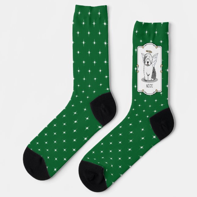 Nice Angel Old English Sheepdog (Gray 1) - Cute Socks (Left)