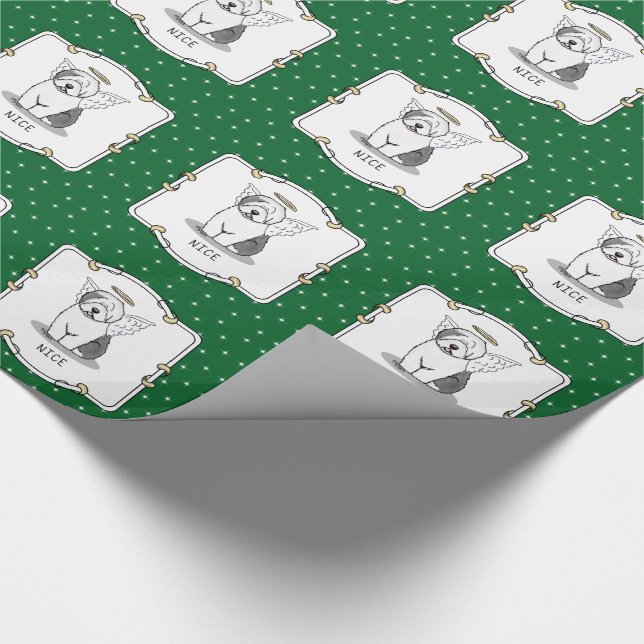 Nice Angel Old English Sheepdog (Gray 1) - Cute Wrapping Paper (Corner)