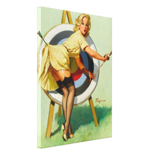 Nice Archery Shot - Retro Pin Up Girl Canvas Print