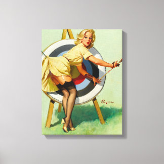 Nice Archery Shot - Retro Pin Up Girl Canvas Print