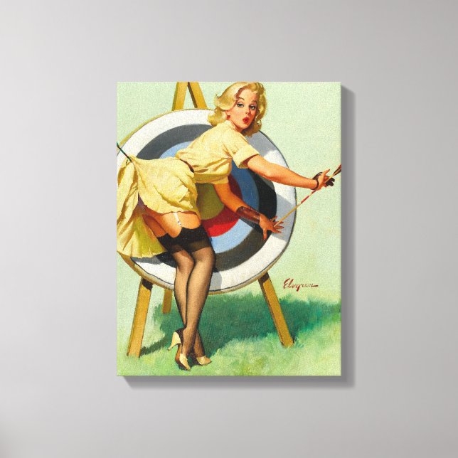 Nice Archery Shot - Retro Pin Up Girl Canvas Print (Front)