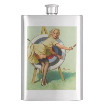 Nice Archery Shot - Retro Pin Up Girl Flask by PinUpGallery at Zazzle