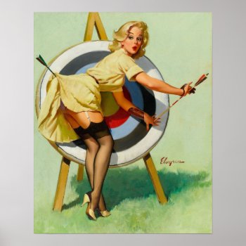Nice Archery Shot - Retro Pin Up Girl Poster by PinUpGallery at Zazzle