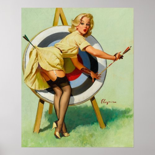 Nice Archery Shot _ Retro Pin Up Girl Poster