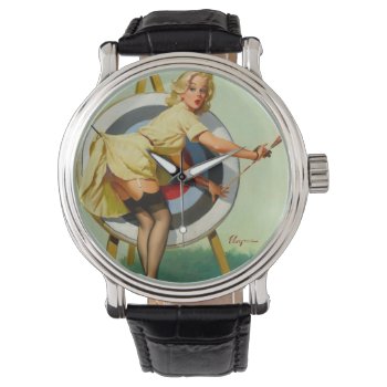 Nice Archery Shot - Retro Pin Up Girl Watch by PinUpGallery at Zazzle