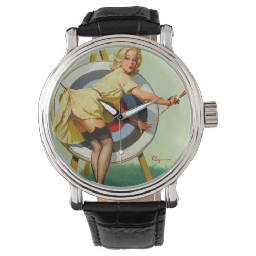 Nice Archery Shot _ Retro Pin Up Girl Watch