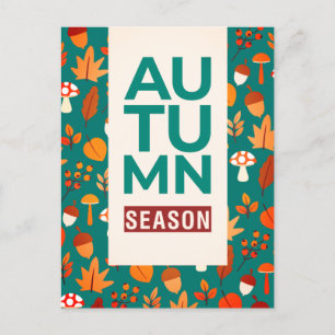 Nice Autumn Season with pine and Leaves Holiday Postcard