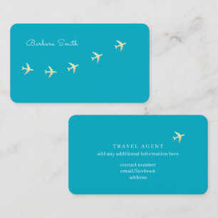 Nice Azure Blue Business Card for a Travel Agent