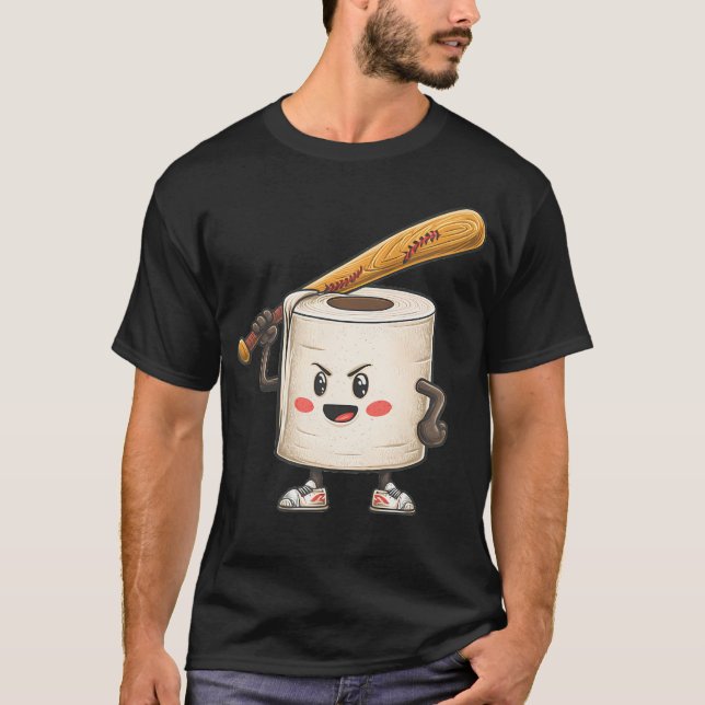Nice Baseball Toilet Paper Look For Funny Sports F T-Shirt (Front)