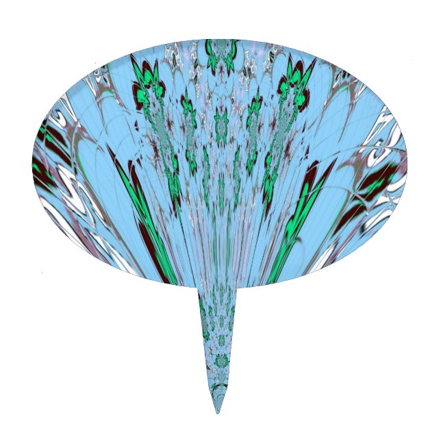 Nice Beautiful Aqua Blue Amazing Floral Motif Art Cake Topper (Front)
