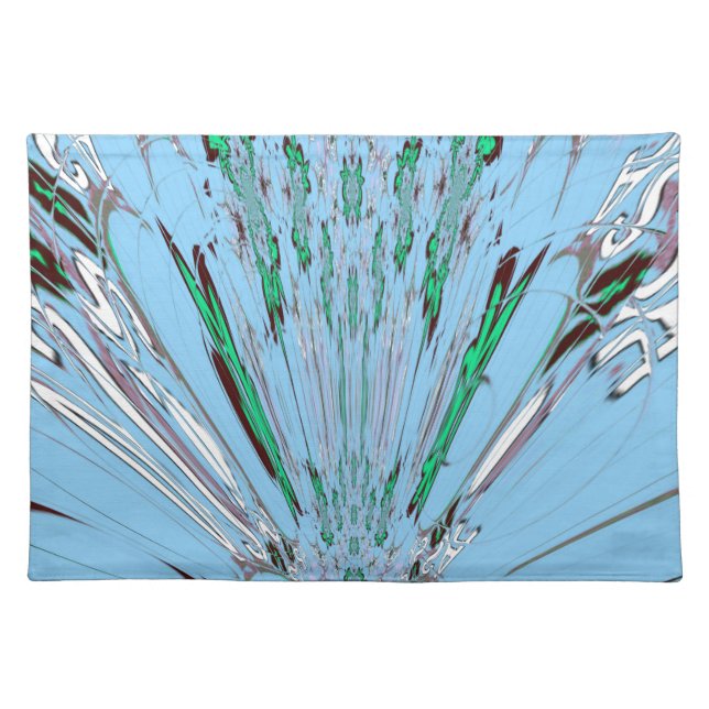 Nice Beautiful Aqua Blue Amazing Floral Motif Art Cloth Placemat (Front)
