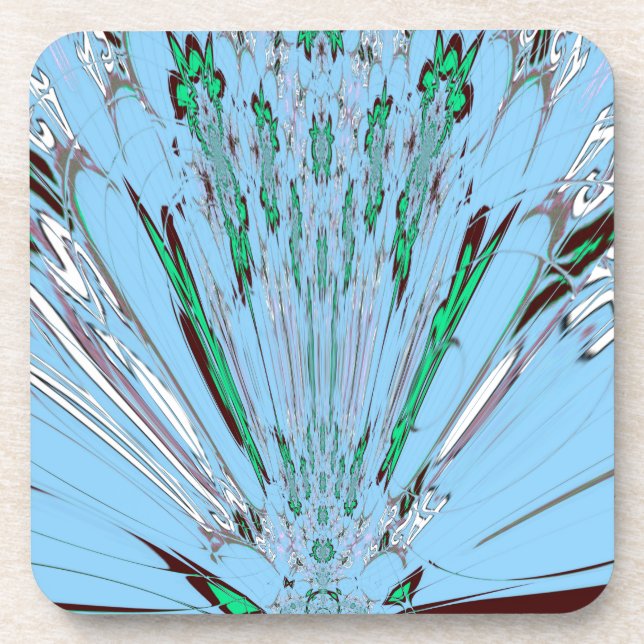 Nice Beautiful Aqua Blue Amazing Floral Motif Art Coaster (Front)