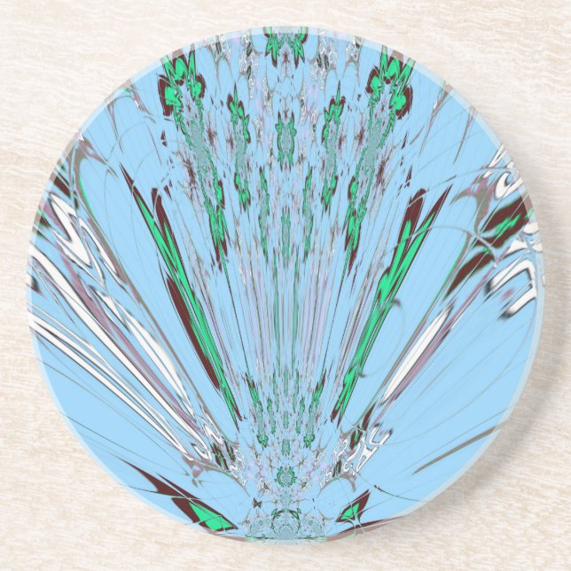 Nice Beautiful Aqua Blue Amazing Floral Motif Art Drink Coaster (Front)