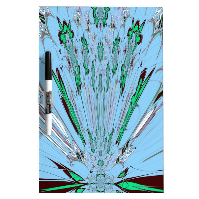 Nice Beautiful Aqua Blue Amazing Floral Motif Art Dry Erase Board (Front)