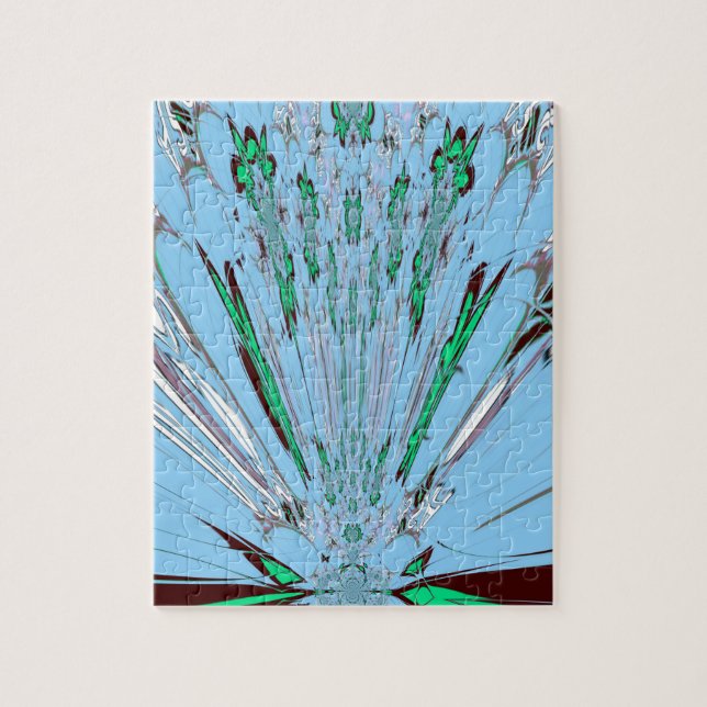 Nice Beautiful Aqua Blue Amazing Floral Motif Art Jigsaw Puzzle (Vertical)