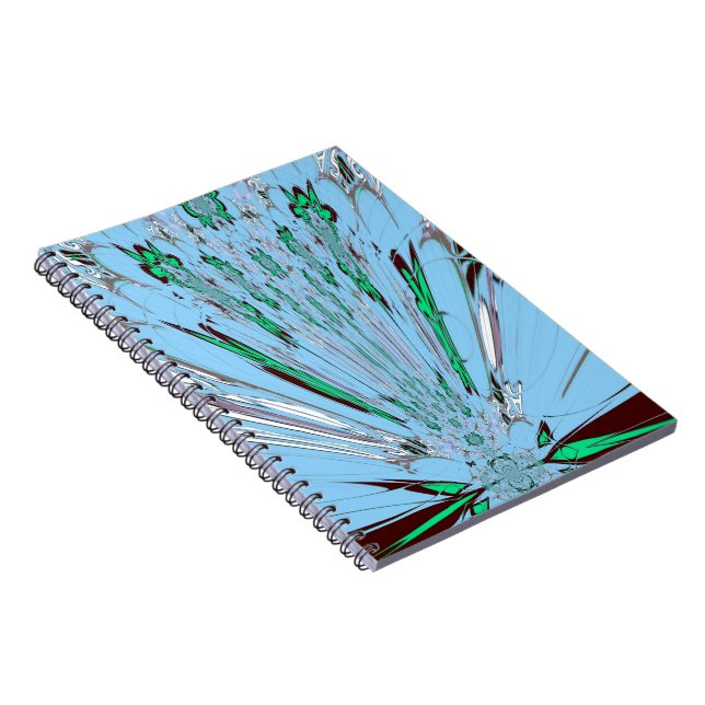 Nice Beautiful Aqua Blue Amazing Floral Motif Art Notebook (Right Side)