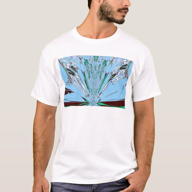 Nice Beautiful Aqua Blue Amazing Floral Motif Art T-Shirt (Front)