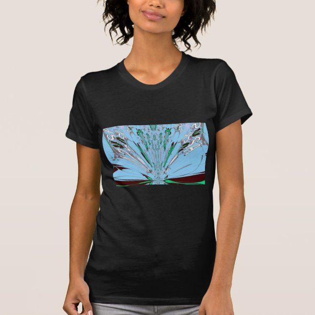 Nice Beautiful Aqua Blue Amazing Floral Motif Art T-Shirt (Front)
