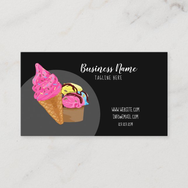 Nice Black and Pink Sprinkles Ice Cream Frosting Business Card (Front)