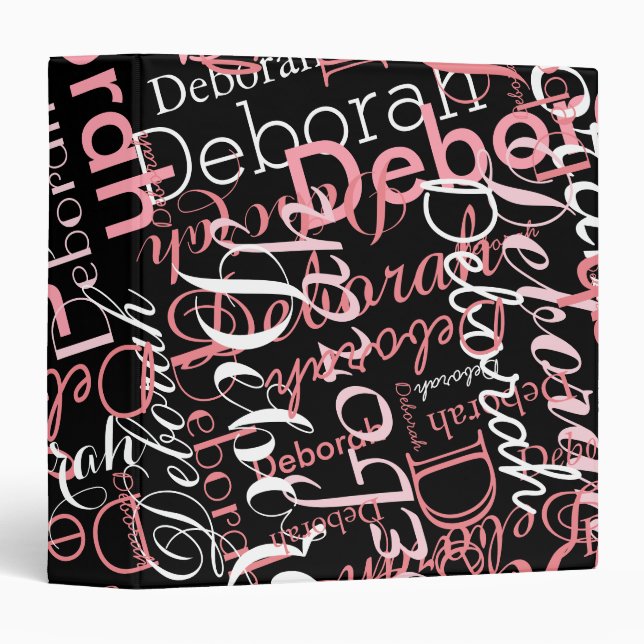 nice black binder with pattern of pink names (Front/Spine)