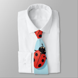 Nice Blue and Red Ladybugs Pattern Neck Tie