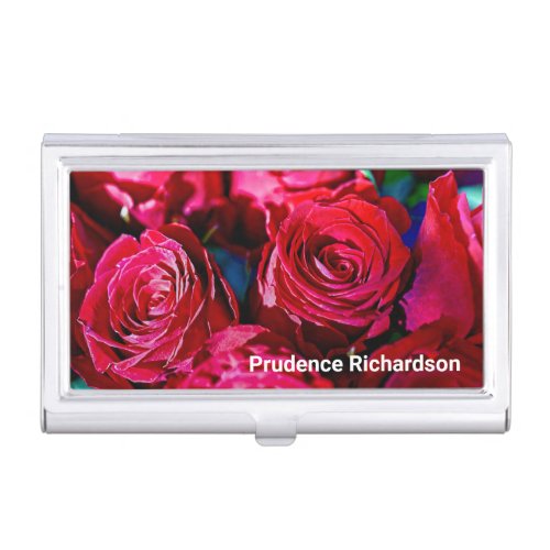 Nice Bunch Of Red Roses Business Card Case