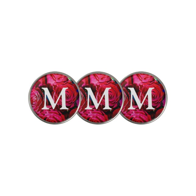 Nice Bunch Of Red Roses Golf Ball Marker (3 Up)