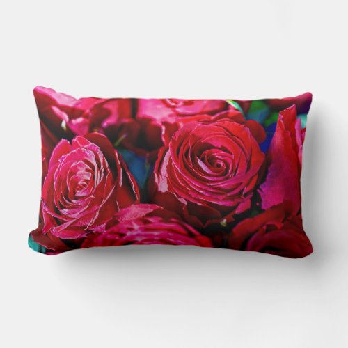 Nice Bunch Of Red Roses Lumbar Pillow