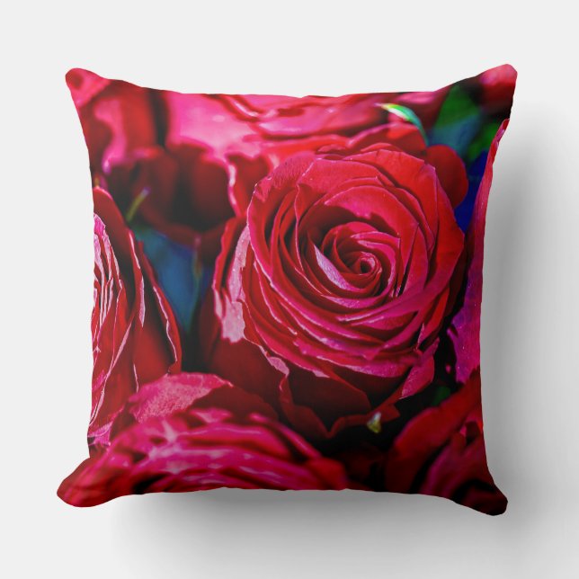 Nice Bunch Of Red Roses Throw Pillow (Front)