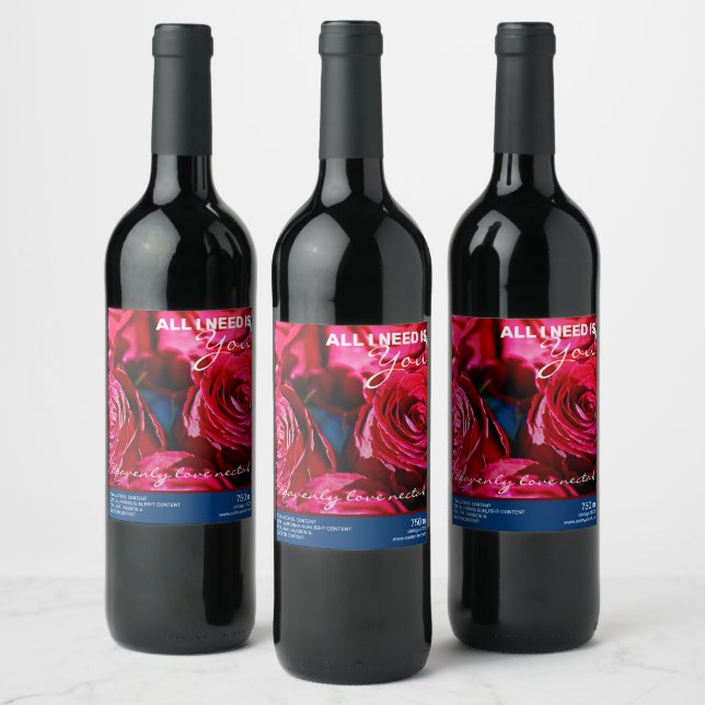 Nice Bunch Of Red Roses Wine Label (Bottles)
