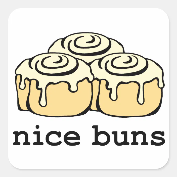 Nice Buns Cartoon Cinnamon Roll Square Sticker Zazzle Com