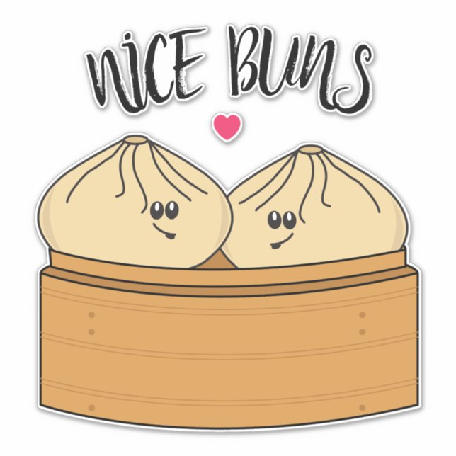 Nice Buns Cheeky Chat Up Dumplings Food Pun Sticker (Front)