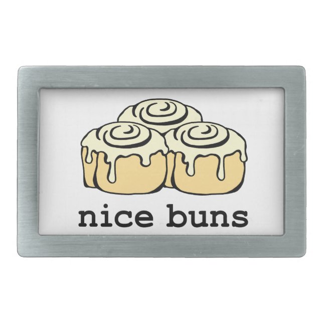 Nice Buns Cinnamon Roll Funny Cartoon Design Belt Buckle (Front)