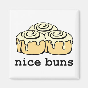 Nice Buns Funny Baking Pun Cartoon Cinnamon Rolls Magnet