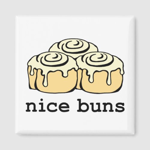 Nice Buns Funny Baking Pun Cartoon Cinnamon Rolls Magnet