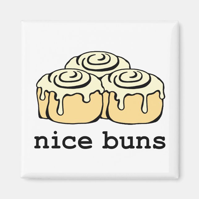 Nice Buns Funny Baking Pun Cartoon Cinnamon Rolls Magnet (Front)