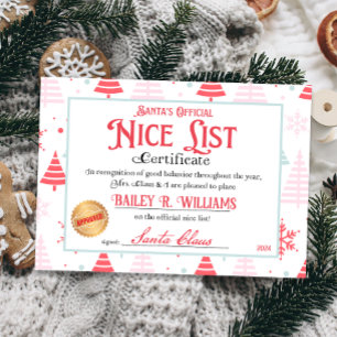 Nice Certificate from Santa Approved Checked Twice Invitation