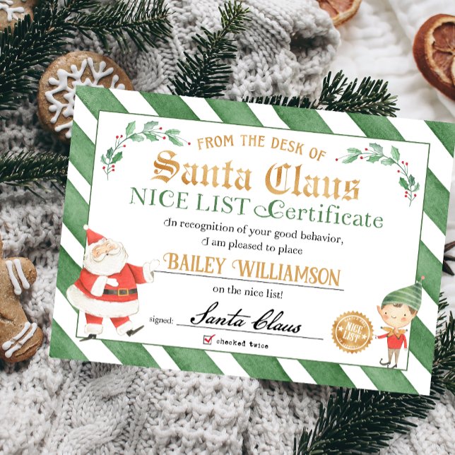 Nice Certificate from Santa Seal of Approval Invitation (Nice list approved seal of approval authentic Santa Nice List Certificate)