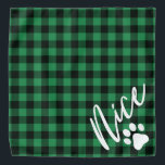 Nice Christmas Dog Rustic Green Flannel Bandana<br><div class="desc">This bandana features rustic green flannel and a handwritten script font with the "nice" half of naughty and nice. It makes the perfect Christmas bandana for your dog or cat.</div>