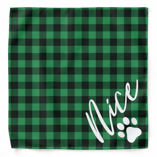 Nice Christmas Dog Rustic Green Flannel Bandana (Front)